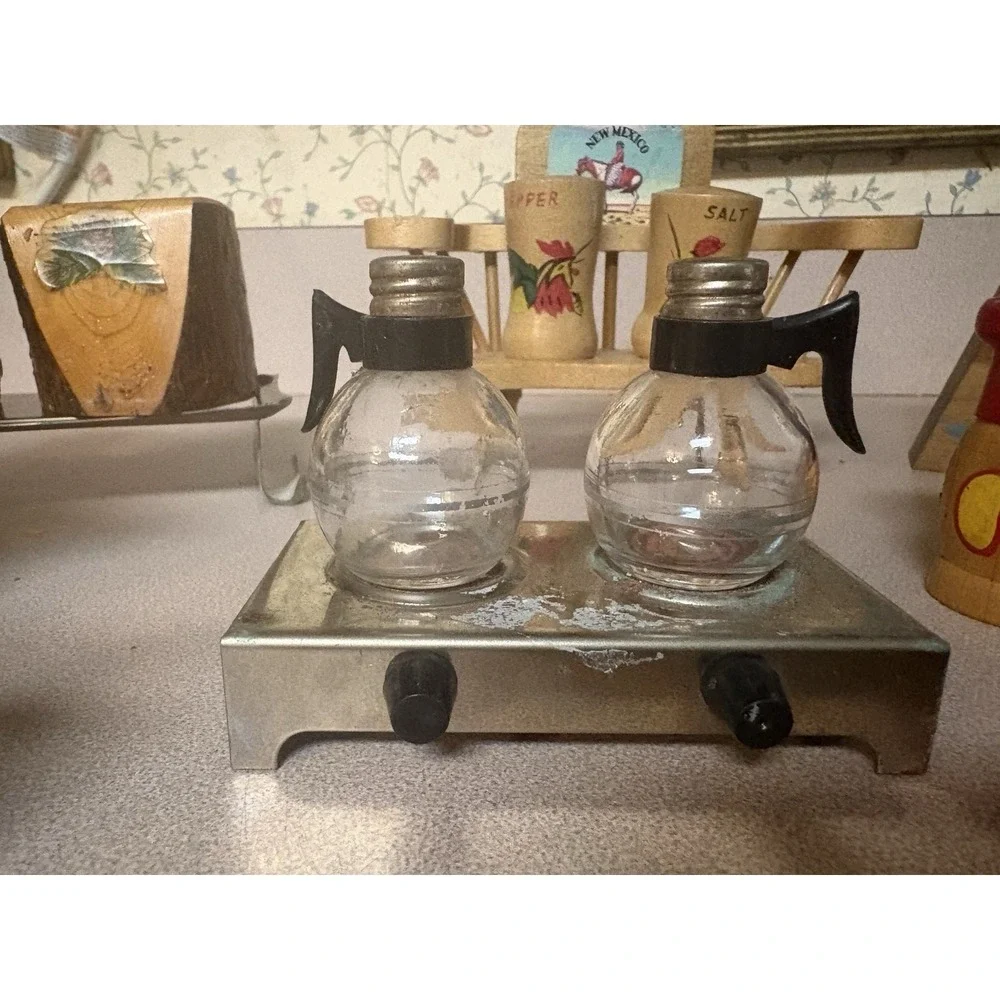 Vintage Salt & Pepper Shaker Lot 10 Sets Wood Glass Novelty Souvenir Collectible